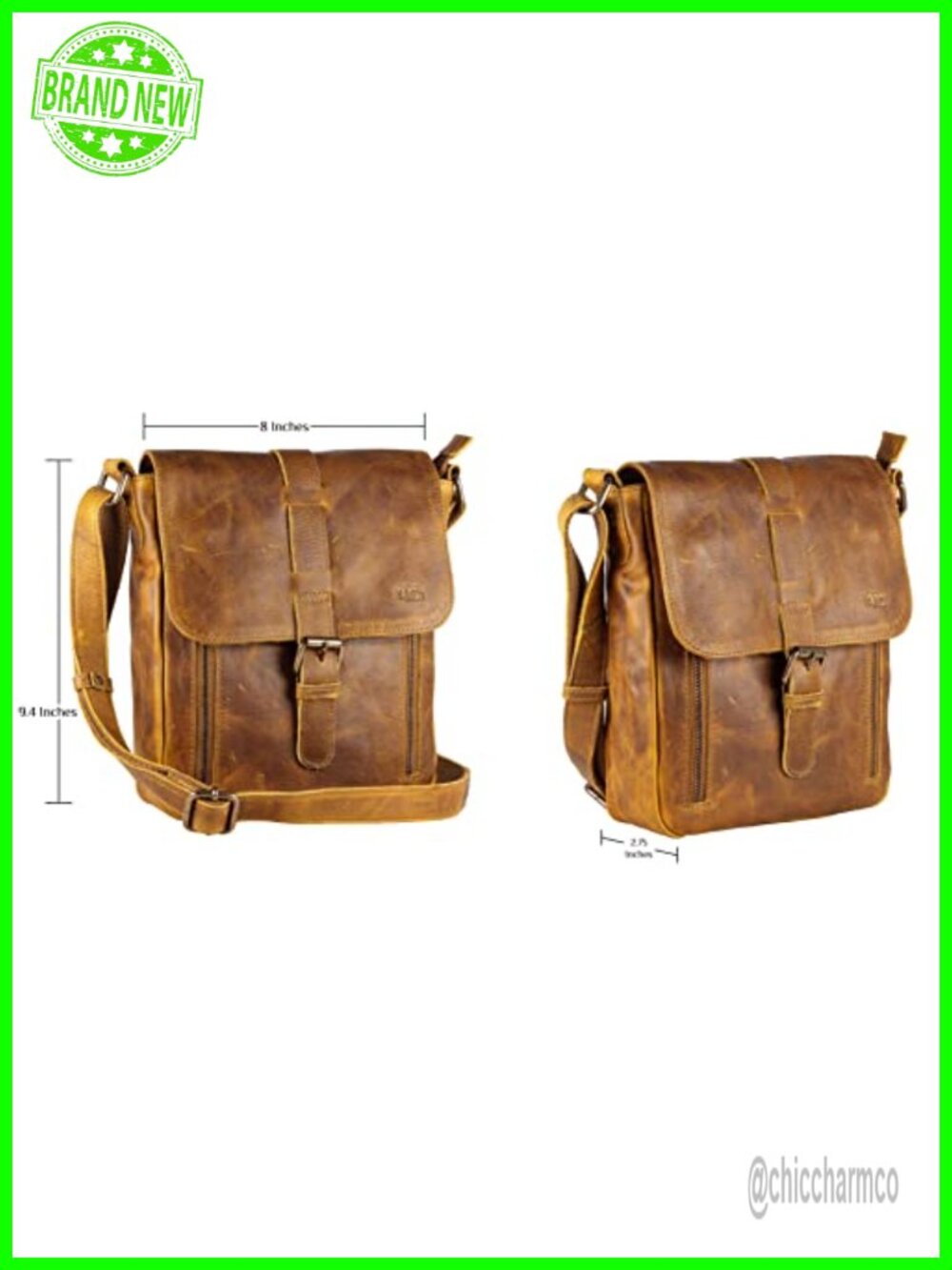 Genuine Leather Crossbody Purse Handbag Over the Shoulder Bag - Picture 6 of 6